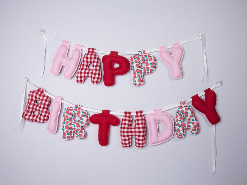 Personalized Fabric Happy Birthday Banner | Puffy Letter Garland image 5