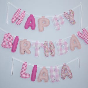 Personalized Fabric Happy Birthday Banner | Puffy Letter Garland image 6