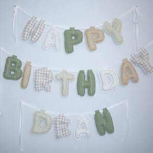 Personalized Fabric Happy Birthday Banner | Puffy Letter Garland image 3