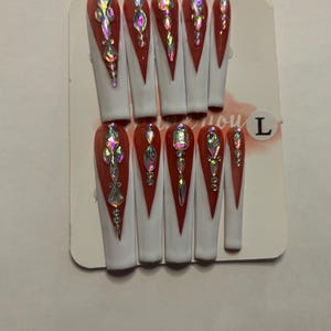 French tip white press on nails
