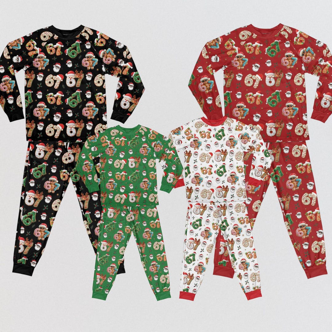 Funny Six Seven Meme Gen Alpha Slang Christmas Pajamas | 6 7 Holiday ...