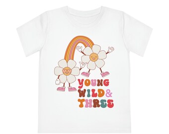 3rd Birthday Toddler Shirt - Young Wild and Three Kids Birthday Shirt - Third Birthday Natural Toddler Tee