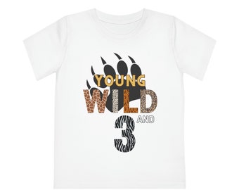 Young Wild and Three shirt | Wild birthday theme shirt | Turning three | Zoo birthday party | Safari theme birthday shirt | I'm three shirt