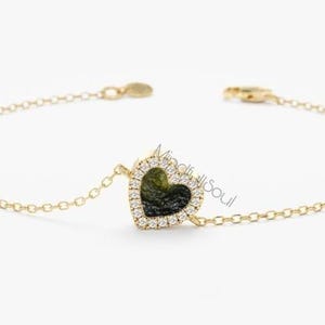 Raw Moldavite Bracelet: Sterling Silver or Gold Filled Chain