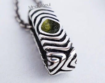 A-Grade Certified Moldavites from Chlum, Czech Republic | 925 Sterling Silver, 18k Yellow/Rose Gold Plated | Natural Moldavite Pendant
