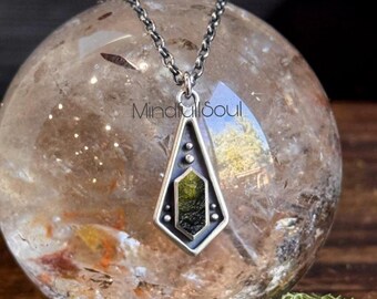A-Grade Certified Moldavites from Chlum, Czech Republic | 925 Sterling Silver, 18k Yellow/Rose Gold Plated | Natural Moldavite Pendant