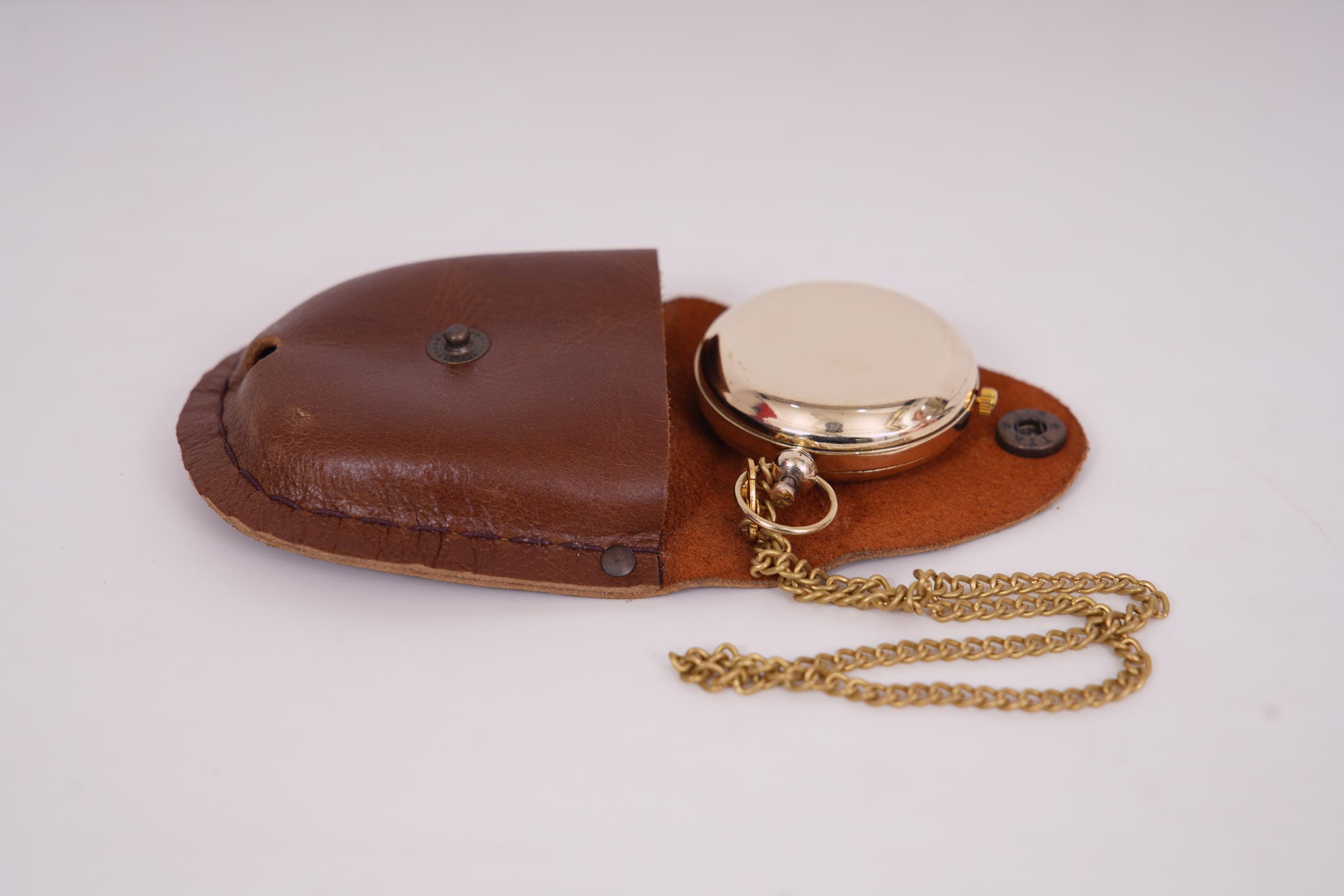 2 Inch Brass Pocket Watch With Leather Box – Vintage Antique Style ...