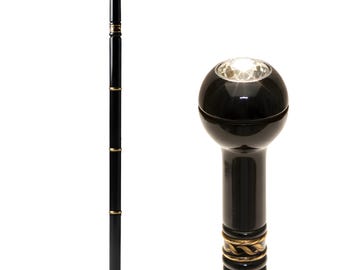 Black Wooden Elegant Handmade Walking Stick | Classic Gentlemen’s Mobility Walking Cane