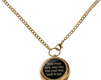 Collier boussole en laiton vintage : pendentif de travail nautique, cadeau de voyage