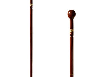 Handcrafted Hardwood Walking Cane | Antique Style Brass Accent