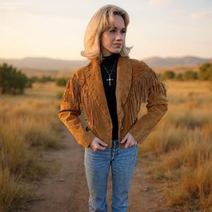 Handmade Suede Leather Fringe Jacket: 70s Western Boho Style