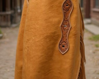 Handmade Leather Western Chaps: Fringe Cowboy/Cowgirl Riding Pants