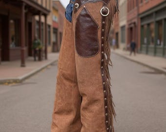 Calças de cowboy de couro camurça feitas à mão: Western Riding Ranchwear