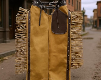 Calças de cowboy de couro camurça feitas à mão: Western Riding Ranchwear