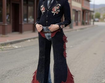 Handmade Suede Leather Cowgirl Chaps: Western Horse Riding Chinks