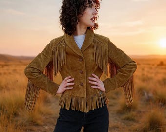 Leather Fringe Cowgirl Jacket: Bone Bead Detail, Western Boho Style