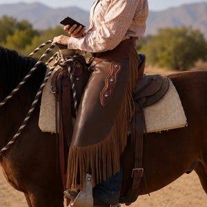 Suede Cowboy Chaps for Women | Western Leather Chaps | Rodeo Chaps | Chaps for Petites | Cowgirl Riding Chaps | Fringe Motorcycle Chaps