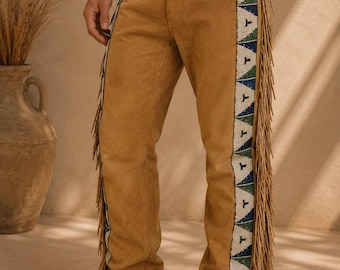 Handmade Suede Western Chaps, Men's Cowboy Fringe Pants, Rodeo Riding Chaps, Western Wear, Custom Leather Chaps