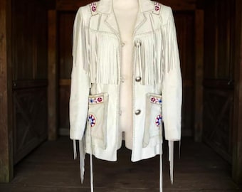 Hand-Studded Leather Fringe Jacket: Western Cowgirl Boho Style
