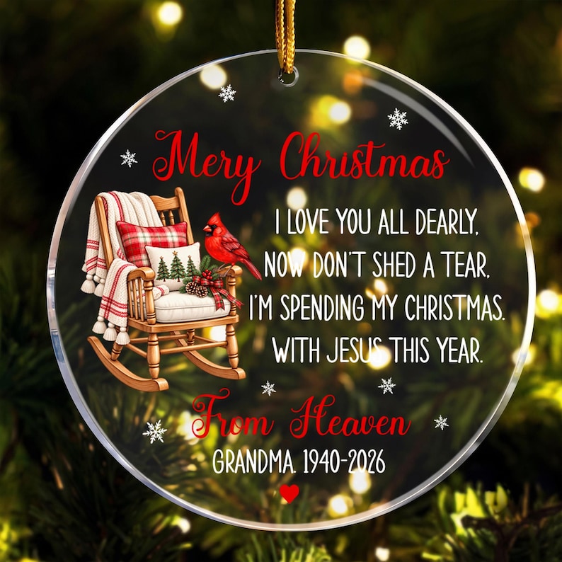 Personalized Christmas Memorial Ornament, Christmas in Heaven Keepsake ...
