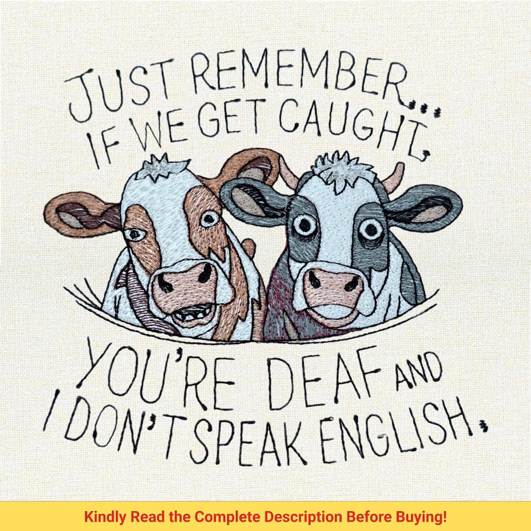 Funny Cow Embroidery Design: Humorous Farm Animal Machine Pattern ...