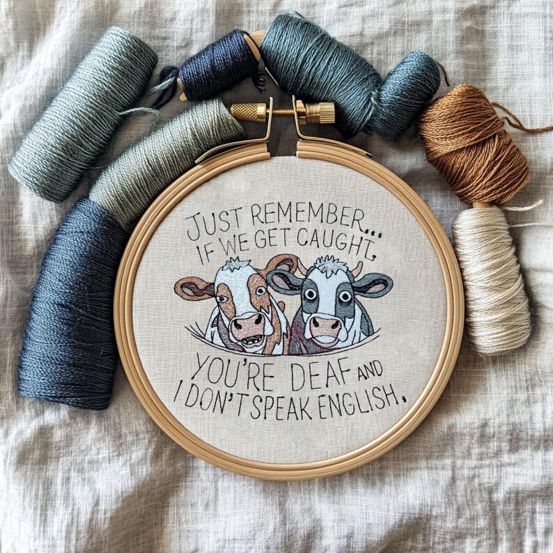 Funny Cow Embroidery Design: Humorous Farm Animal Machine Pattern ...