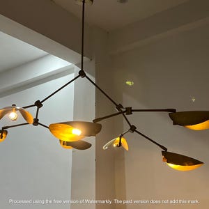 Modern Mid-Century Brass Chandelier Light Fixture, 8 Arm Adjustable Ceiling lamp
