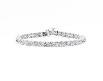 14K White Gold Lab Diamond Tennis Bracelet: Handmade Luxury Jewelry