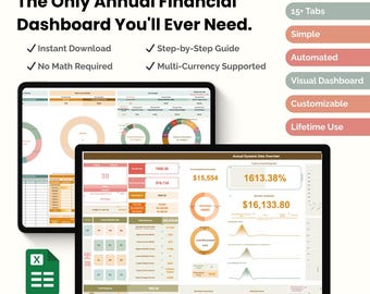 Automated Finance Dashboard | Excel Budget Template (Digital Download)