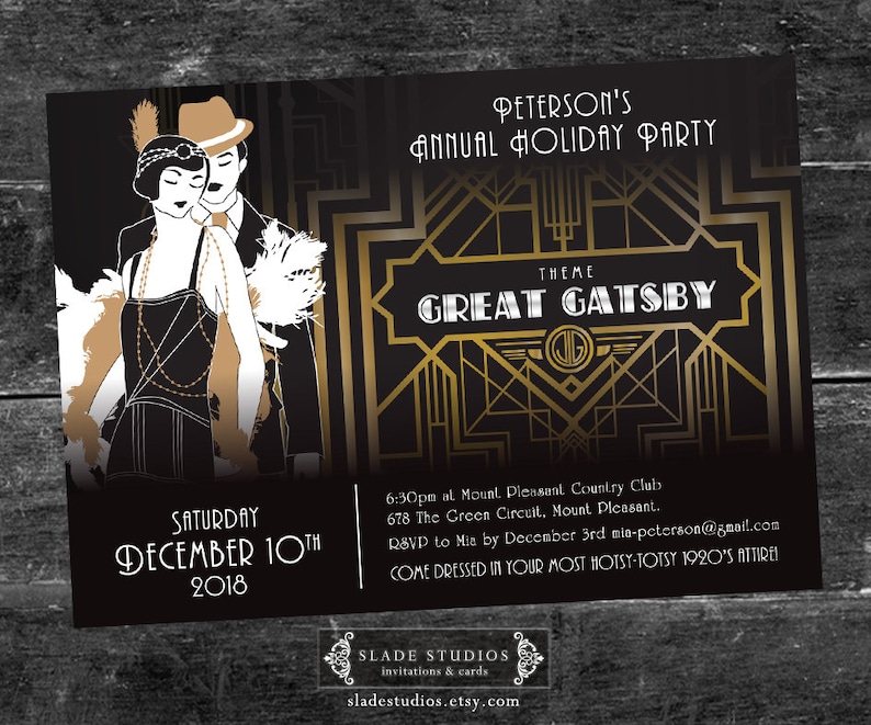 Great Gatsby Holiday Party Invitations 7