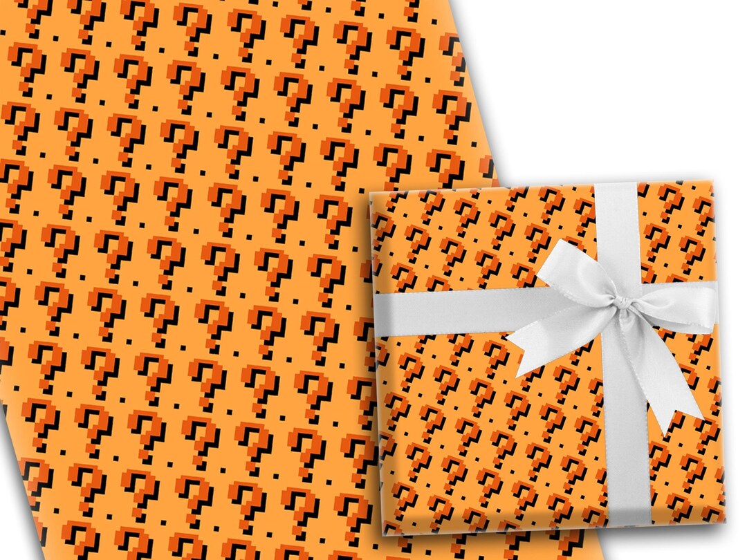 Printed & Shipped Mario Retro Question Block Wrapping Paper Birthday ...