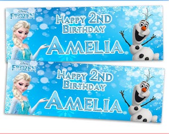 Frozen i d2 personalised banner birthday girls boys party paper birthday celebration happy kids unisex game movie anna elsa princess