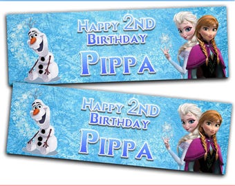 Frozen i d1 personalised banner birthday girls boys party paper birthday celebration happy kids unisex game movie anna elsa princess