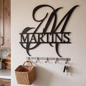 Custom Metal Name Sign, Family Name Metal Sign, Personalized Last Name Sign, Door Hanger, Outdoor Metal Sign, Wedding Gift, Monogram Sign