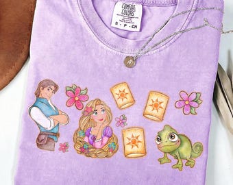 Camiseta vintage de Rapunzel con colores cómodos, camiseta de Princesa Enredada, camiseta de vacaciones de Princesa Disney, camiseta de viaje a Magic Kingdom, camiseta de Flynn Rider