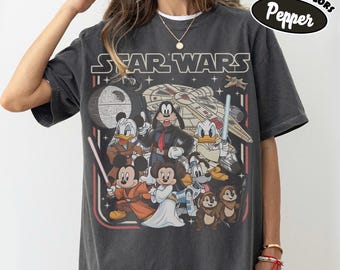 Comfort Colors® Retro Jedi Mickey & Friends Star Wars Shirt, Galaxy's Edge Family Vacation Trip 2026 Shirt, Sci-Fi Disney Fan Gift Tee