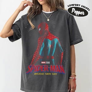 Vintage Spider-Man Brand New Day Comfort Colors Shirt, Disney Spiderman Comic Tee, MCU Avengers Disneyland Family Trip 2026 Outfit Pepper/Dark Heather
