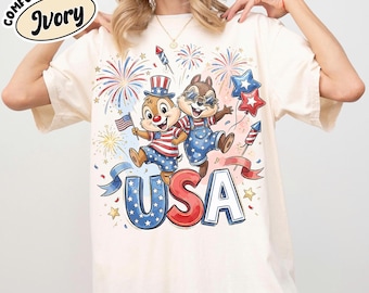 Retro Chip N Dale USA Patriotic Shirt, Disney 4th Of July Fireworks Tee, Independence Day Family Trip 2026, 250th America Anniversary Shirts
