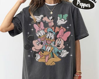 Retro Comfort Colors Mickey & Friends Shirts, Vintage Disney World Tee, Disney Family Vacation, Magical Disney Trip 2026, Disney Friends Tee