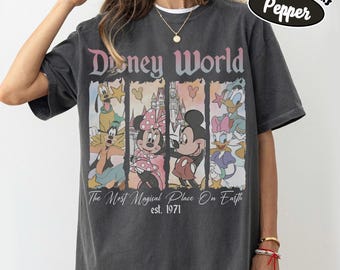 Retro Comfort Colors Disney World Est 1971 Shirt, Mickey & Friends Tee, Disney Castle Shirt, Disneyworld Girl Trip, Disneyland Family Shirts
