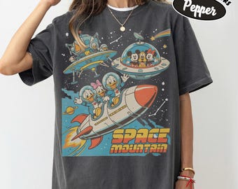 Vintage jaren 90 Space Mountain Mickey and Friends-shirts, Tomorrowland Magic Kingdom-T-shirt, WDW Disneyland-gezinsvakantie, Disney World-cadeau