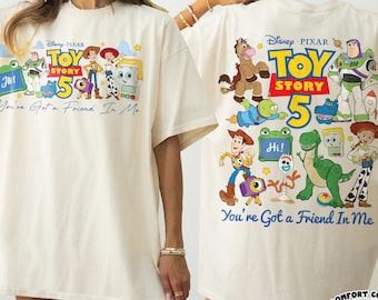 Retro Comfort Colors® 2-zijdig Toy Story 5-shirt, Youve Got A Friend In Me Woody Lenny Mr Spell T-shirt, Disney-shirt familievakantie 2026