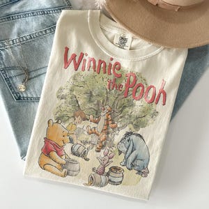 Comfort Colors® Vintage Pooh And Christopher Robin Shirt, Pooh Bear Shirt, Magic Kingdom Family Vacation 2026 Tee, WDW Disneyland Trip Shirt Ivory/Natural/Sand