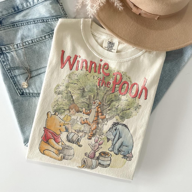 Comfort Colors® Vintage Pooh And Christopher Robin Shirt, Pooh Bear Shirt, Magic Kingdom Family Vacation 2026 Tee, WDW Disneyland Trip Shirt Ivory/Natural/Sand