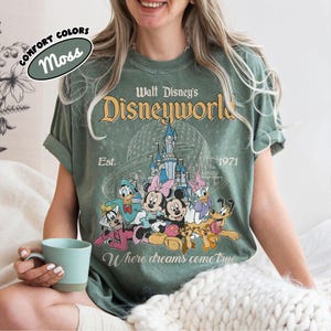 Comfort Colors® Retro Mickey And Friends Disneyworld Shirt, Disneyworld Est 1971 Shirt, Disney Family Vacation 2026 Tee, Walt Disney World Moss/Military Green