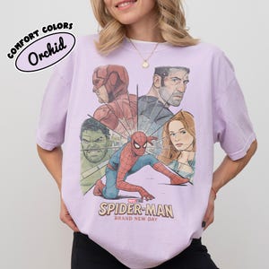Retro Spider-Man Brand New Day Comfort Color Shirt, Vintage Tom Holland MCU Avengers Tee, Marvel Comic Superhero Fan Gift, Brand New Day tee Orchid