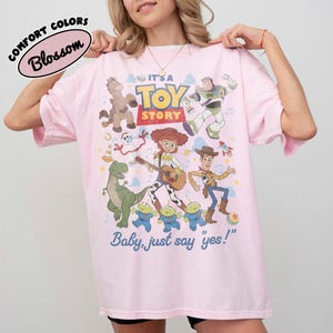 Vintage It’s A Toy Story Comfort Colors Shirt, Baby Just Say Yes Tee, Western Jessie T-Shirt, Disney Toy Story 5 Shirt, TS, Tay Story Shirt Blossom/Light Pink