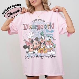 Vintage Comfort Colors Walt Disney World Est 1971-skjorta, Disney-tröja med familjesemester 2026, Disney-grupptröja, Retro Disneyworld-tröja Blossom/Light Pink