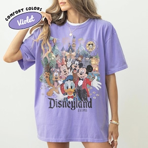 Comfort Color Vintage Disneyland California Shirt, Mickey and Friends Tee, Disney Trip Family Shirt, Disneyland Family Vacation Shirt Violet/Purple