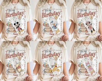 Camiseta personalizada Disney Birthday Crew Comfort Colors, camiseta personalizada Mickey Friends Balloon, camiseta a juego para la familia, camiseta Disney Birthday Girl Boy